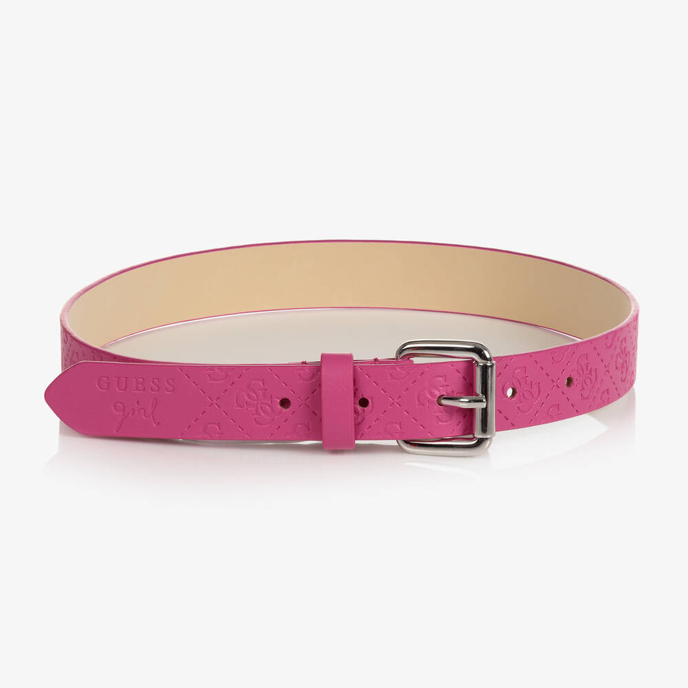 Guess Girls Pink Faux Leather Logo Belt Childrensalon Outlet