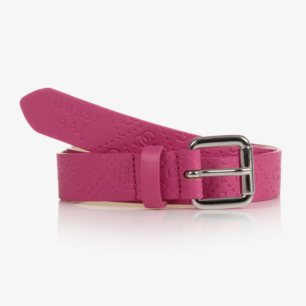 Guess - Girls Pink Faux Leather Logo Belt | Childrensalon