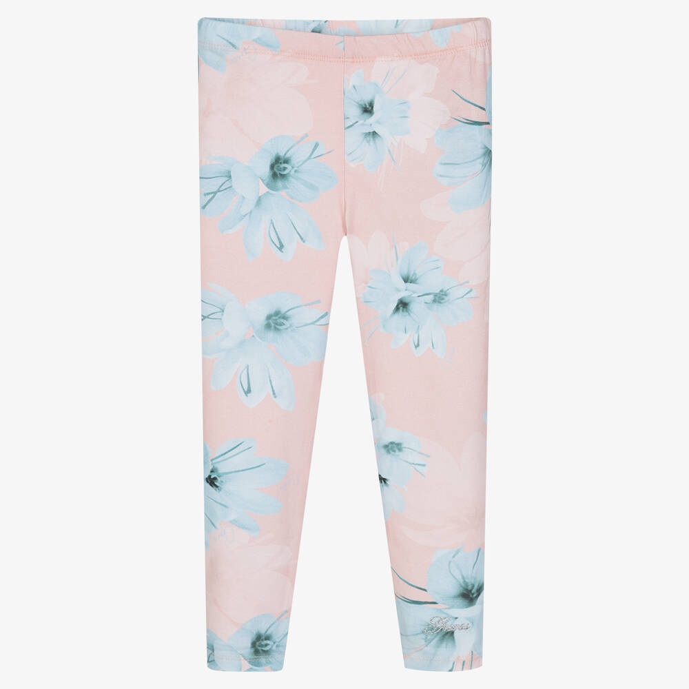 Guess - Girls Pink Floral Leggings | Childrensalon