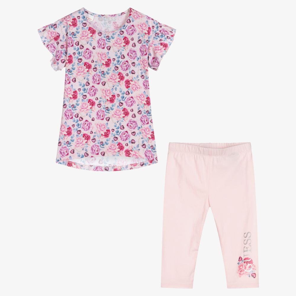 Guess-Топ в цветочек и розовые легинсы для девочек | Childrensalon Outlet