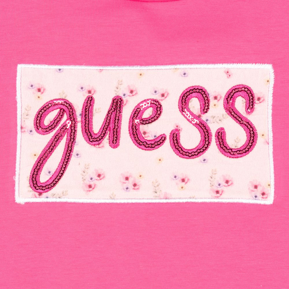 Guess-Розовая футболка в цветочек для девочек | Childrensalon Outlet