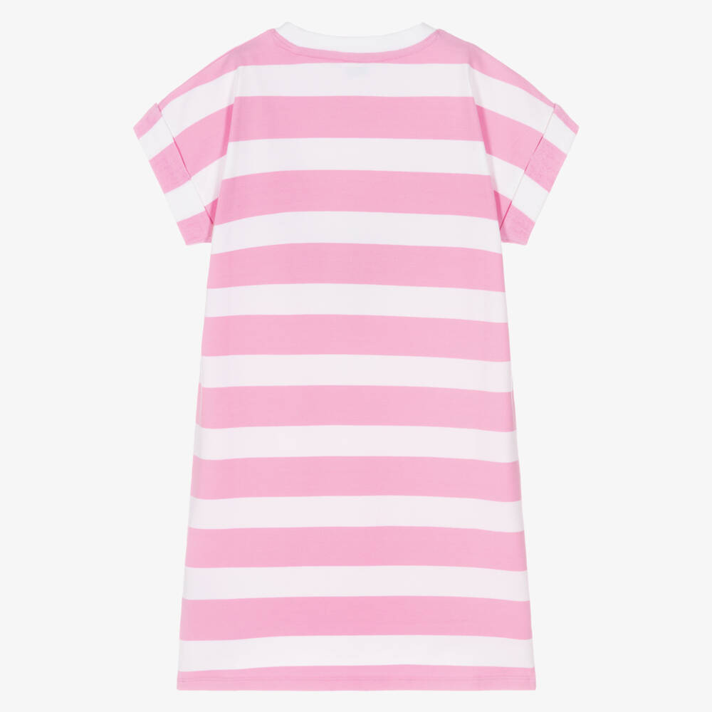 Guess-Girls Pink Heart-Emblazoned Striped Dress | Childrensalon Outlet