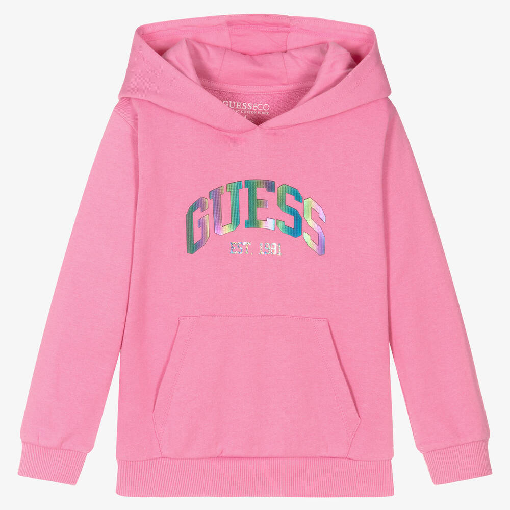 Guess - Розовая худи с переливающимся логотипом | Childrensalon