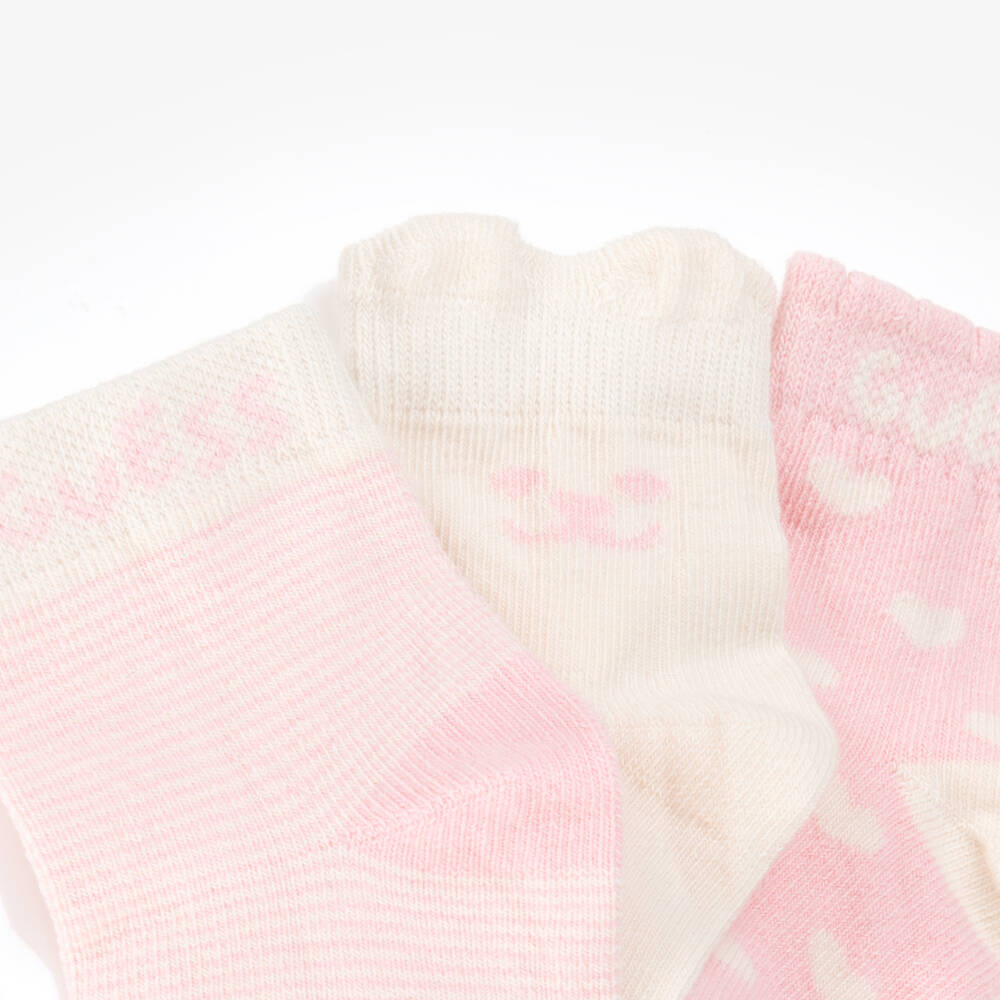 Guess-Girls Pink & Ivory Knit Socks Trio | Childrensalon Outlet
