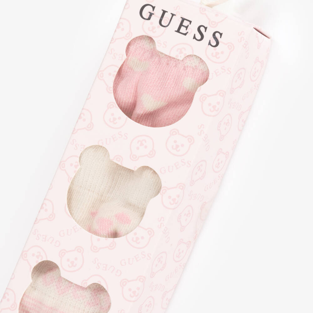 Guess-Girls Pink & Ivory Knit Socks Trio | Childrensalon Outlet