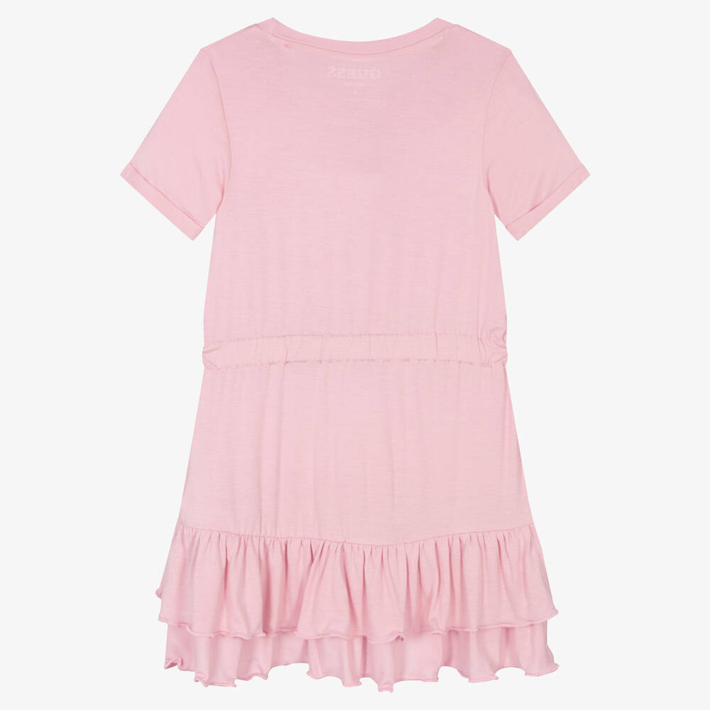 Guess-Girls Pink Jersey Logo Dress | Childrensalon Outlet