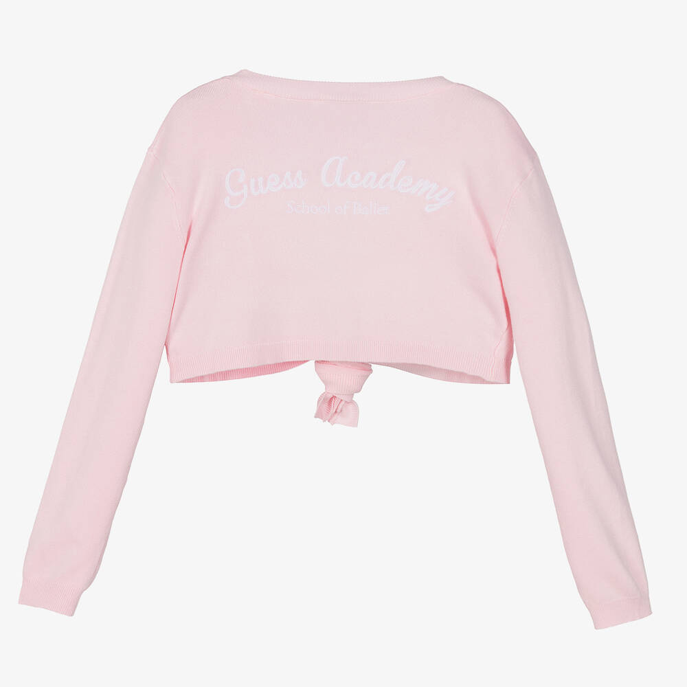 Guess-Girls Pink Knitted Viscose Cardigan | Childrensalon Outlet