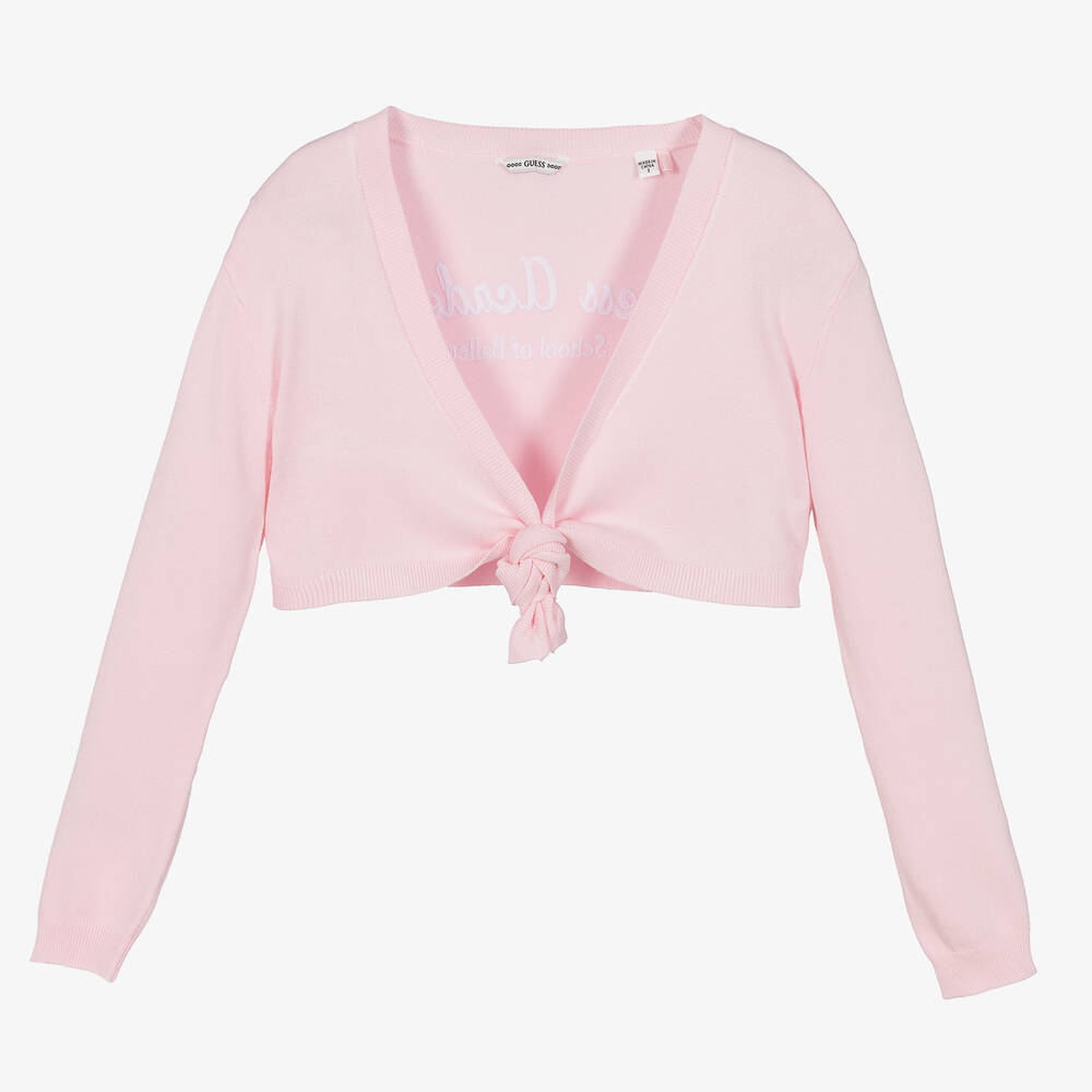 Guess - Girls Pink Knitted Viscose Cardigan | Childrensalon