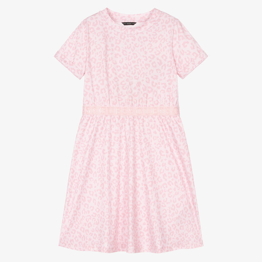 Guess - Розовое платье с леопардовым принтом для девочек | Childrensalon