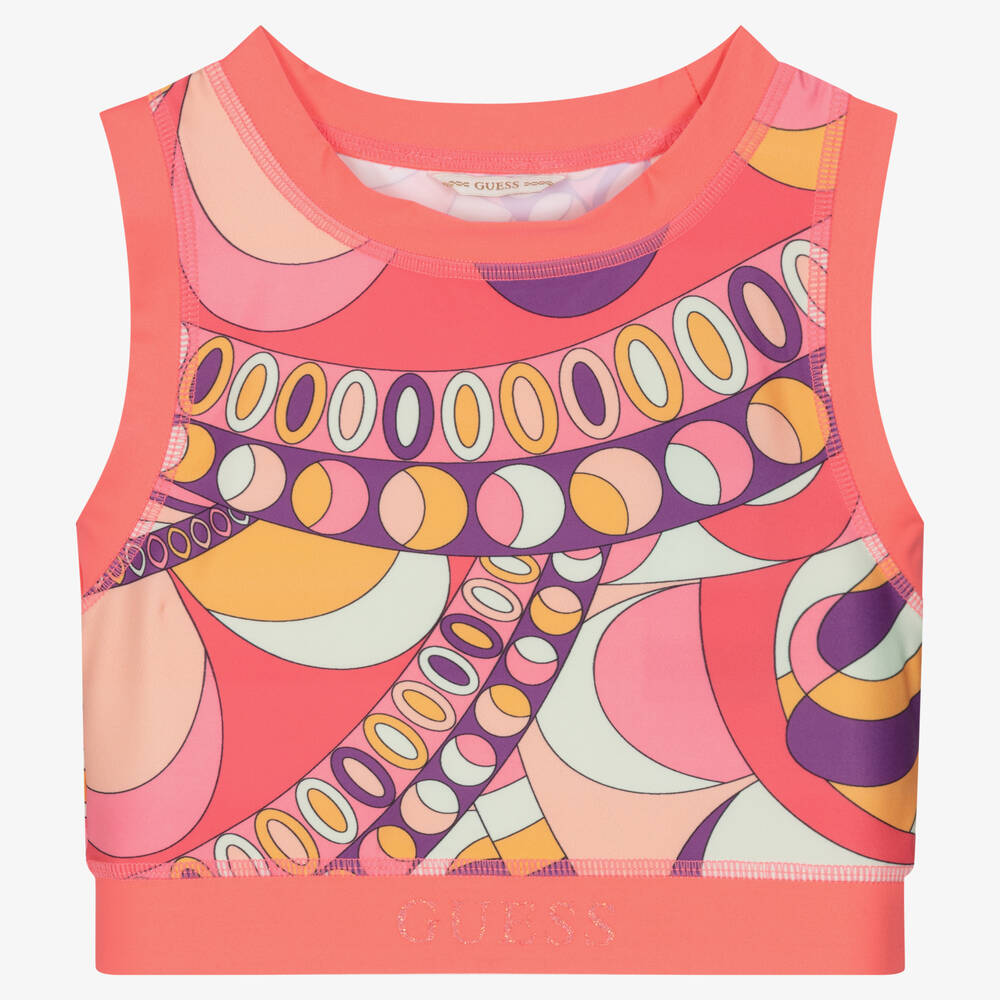 Guess Girls Pink Logo Crop Top Childrensalon Outlet
