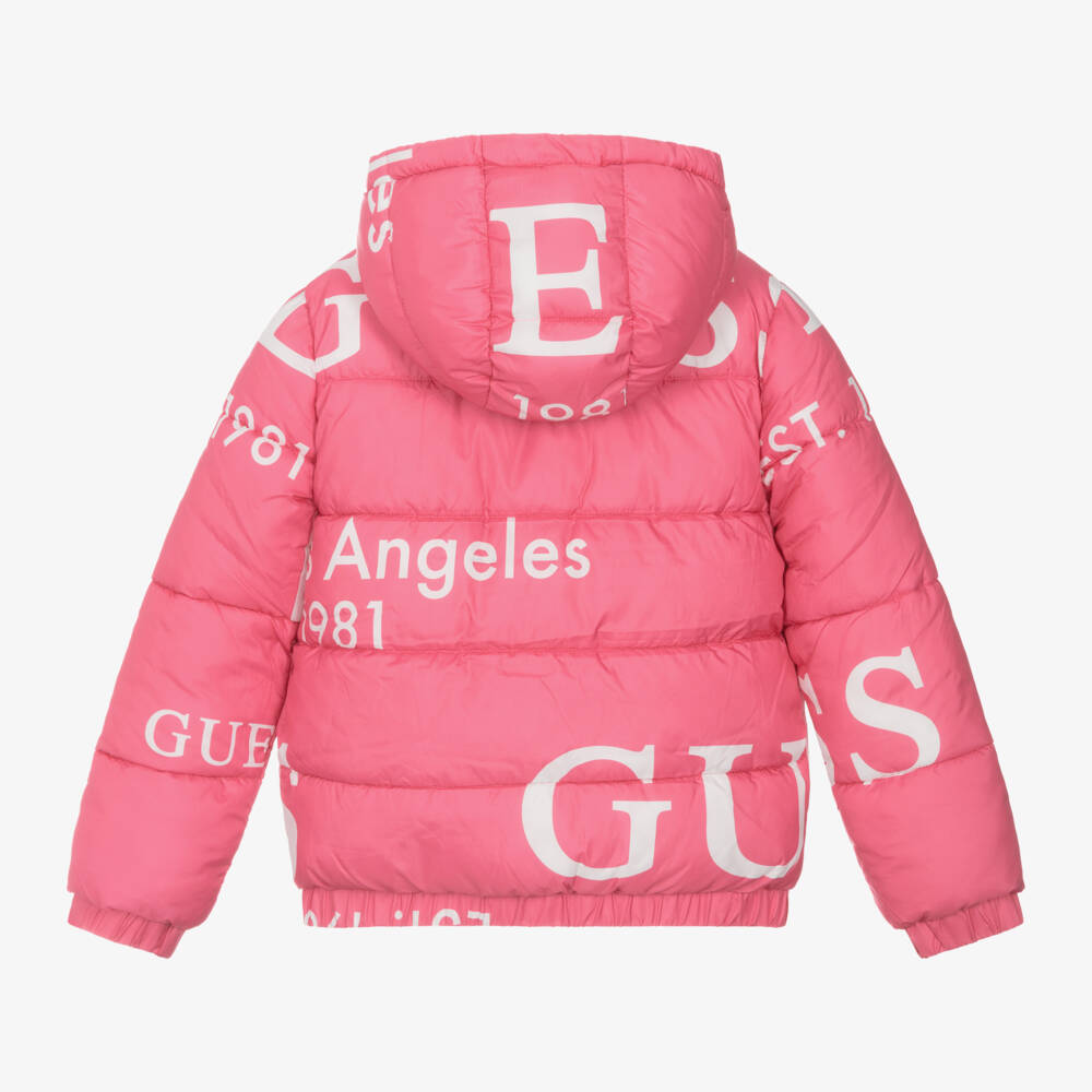 Guess-Girls Pink Logo Hooded Jacket | Childrensalon Outlet