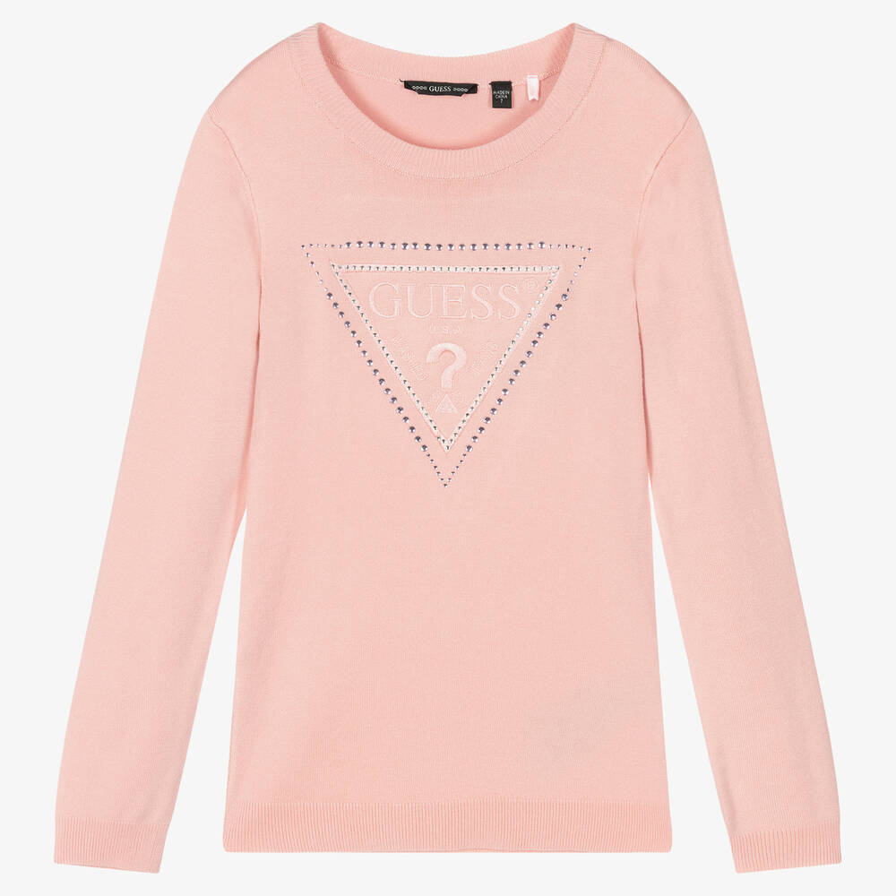 Guess - Girls Pink Logo Sweater | Childrensalon