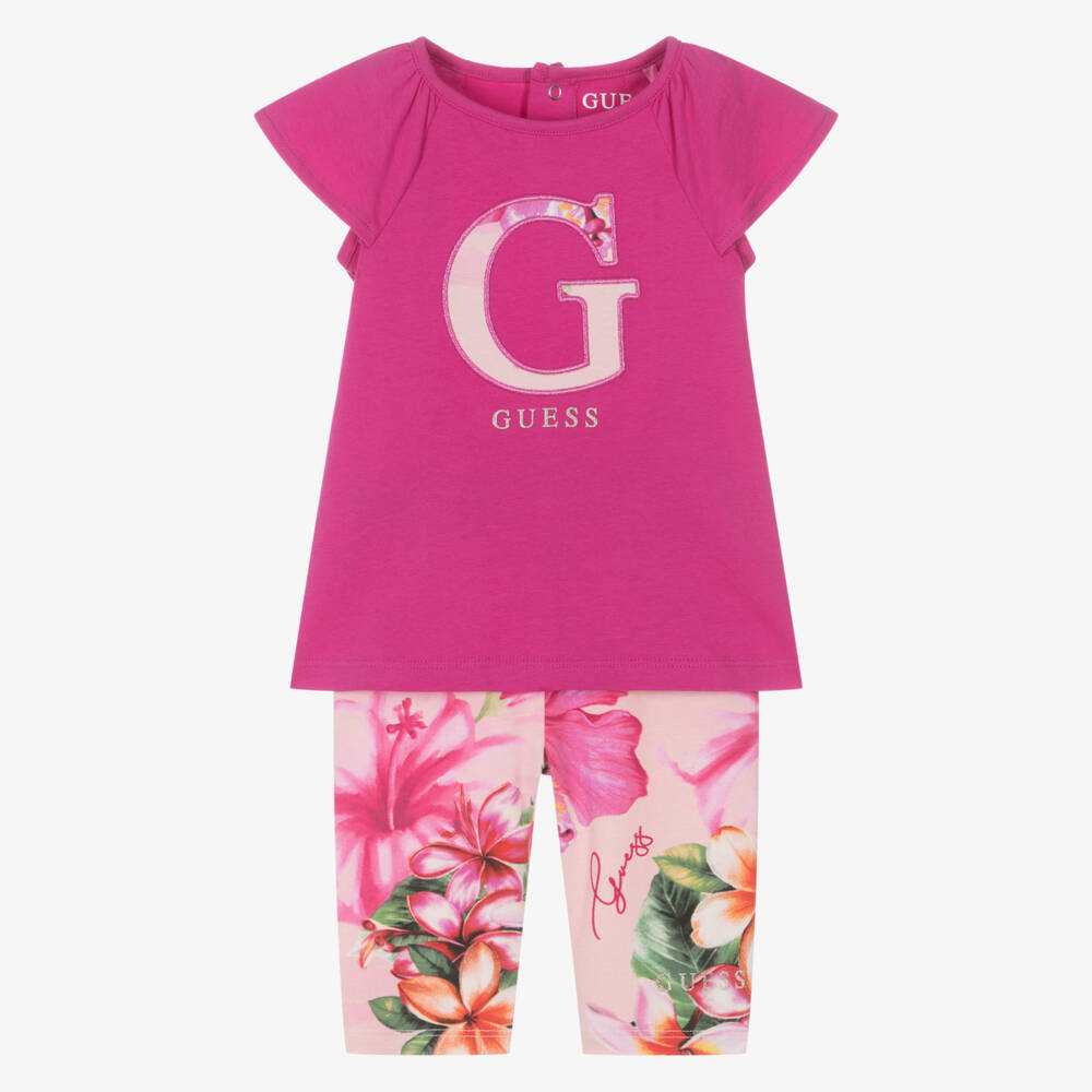 Guess-Girls Pink Patterned Leggings Outfit | Childrensalon Outlet