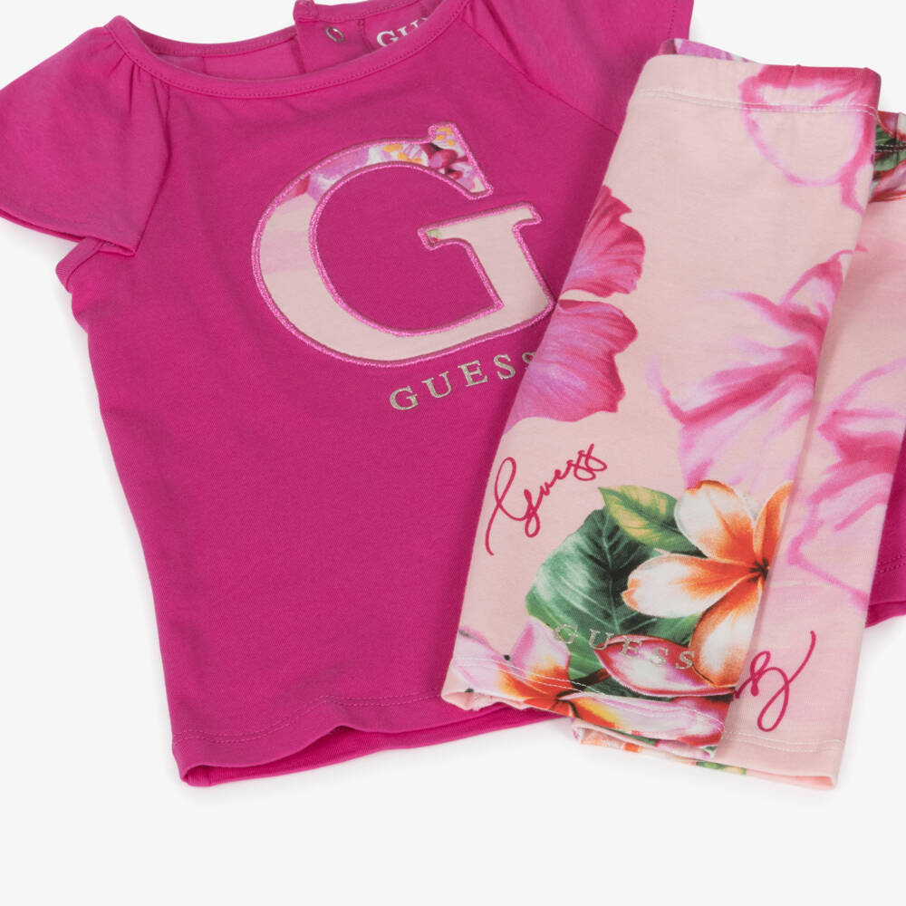 Guess-Girls Pink Patterned Leggings Outfit | Childrensalon Outlet