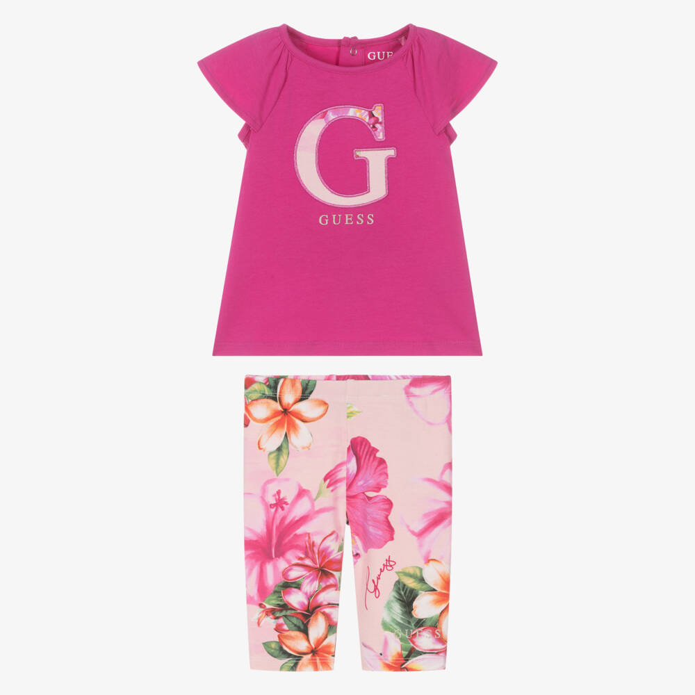 Guess-Girls Pink Patterned Leggings Outfit | Childrensalon Outlet