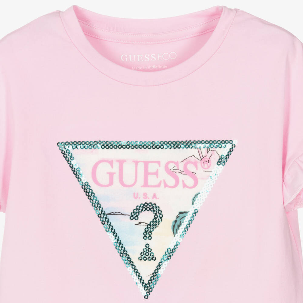 Guess-Girls Pink Patterned Shorts Set | Childrensalon Outlet