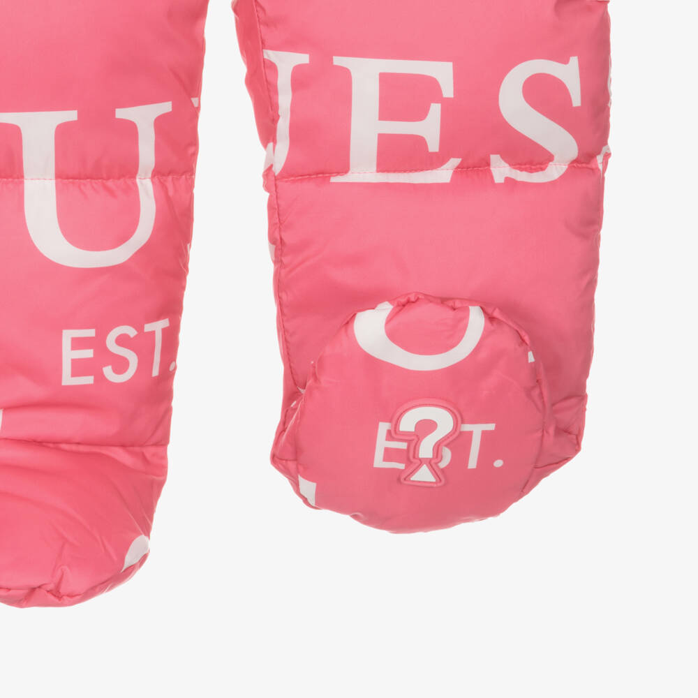 Guess-Girls Pink Patterned Winter Pramsuit | Childrensalon Outlet