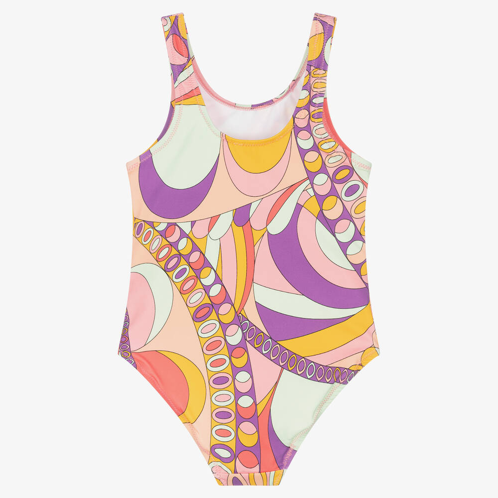 Guess Girls Pink Purple Logo Swimsuit
