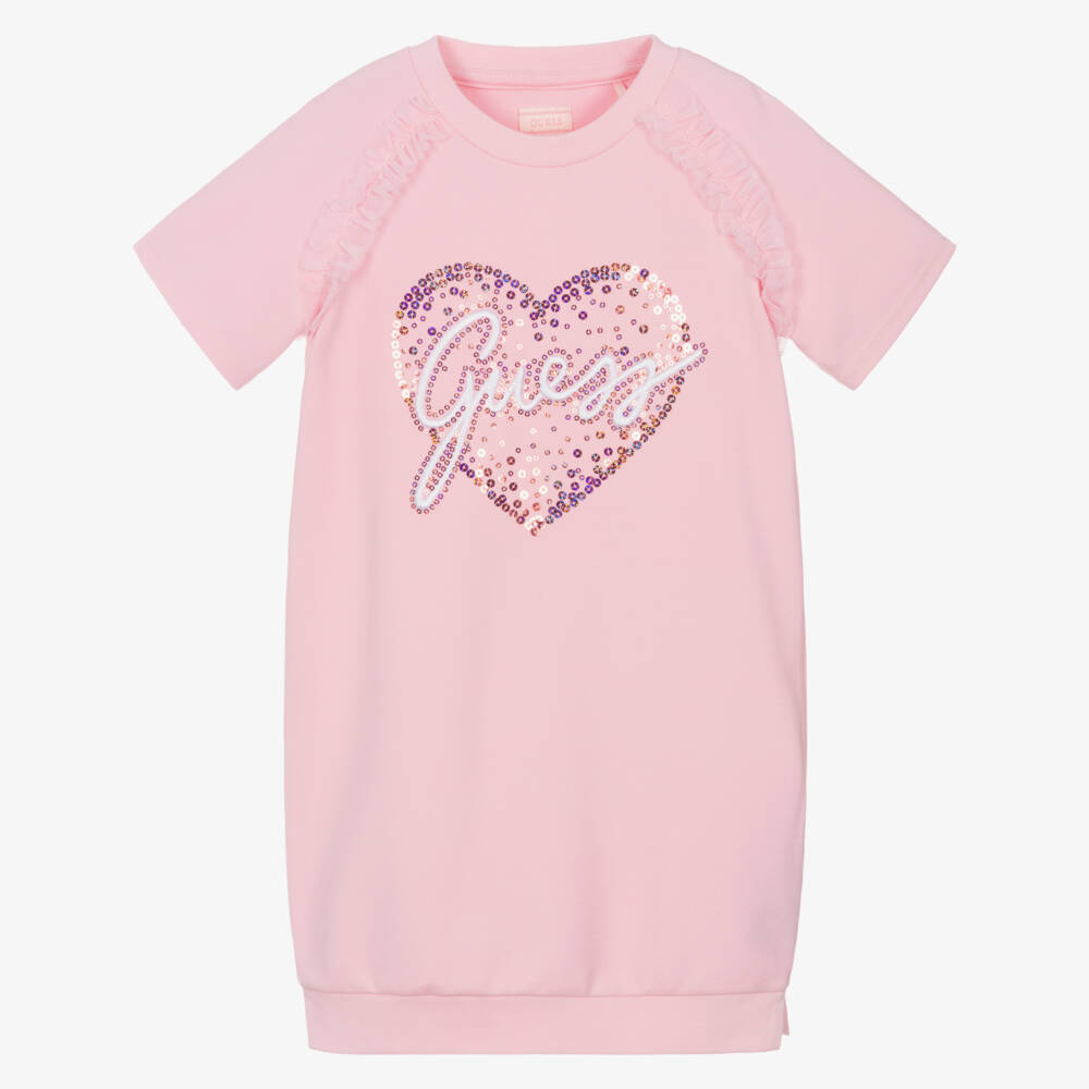 Guess-Платье с блестящим сердцем для девочек розовое | Childrensalon Outlet