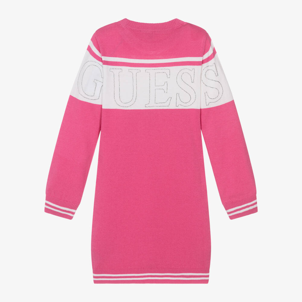Guess-فستان محبوك بشعار ديامونتي لون زهري | Childrensalon Outlet