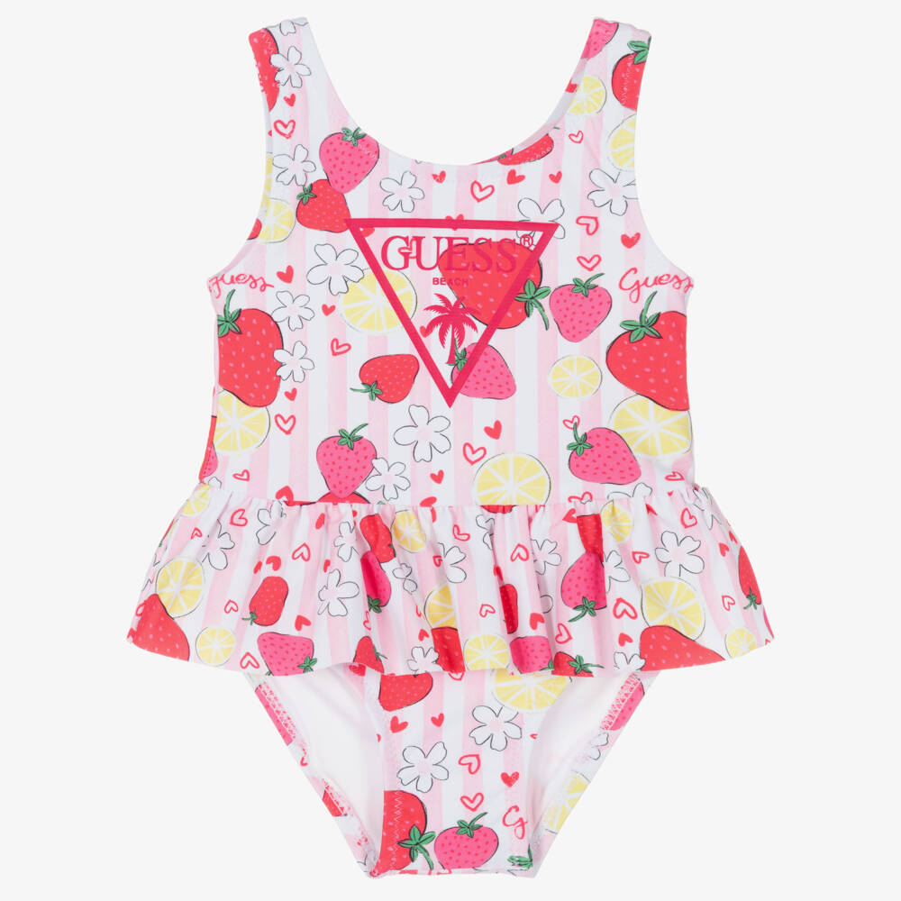 Guess-Girls Pink Strawberry Swimsuit | Childrensalon Outlet
