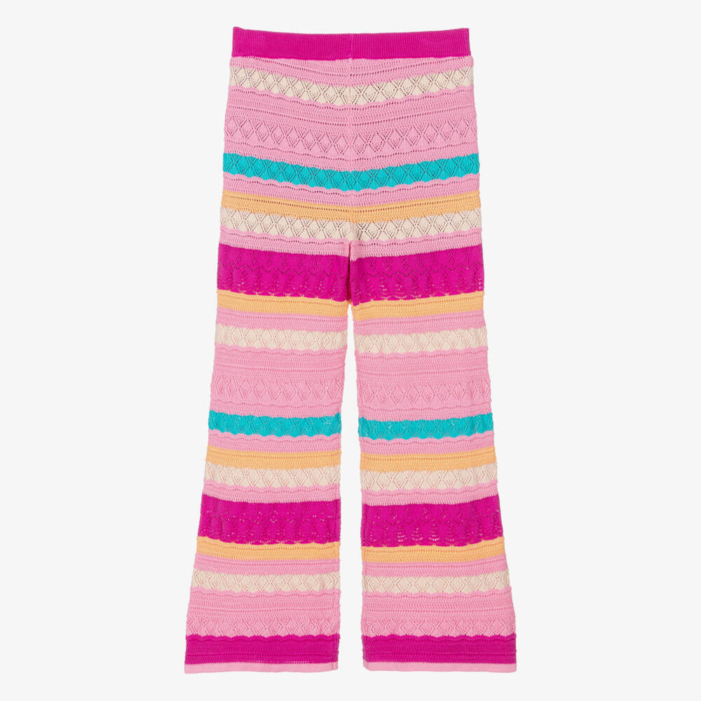 Guess-Girls Pink Stripy Knit Trousers | Childrensalon Outlet