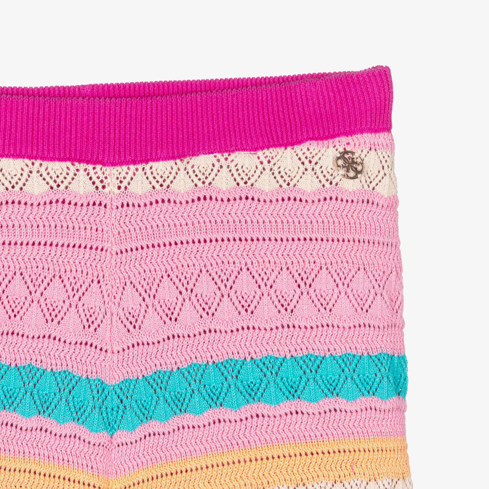 Guess-Girls Pink Stripy Knit Trousers | Childrensalon Outlet