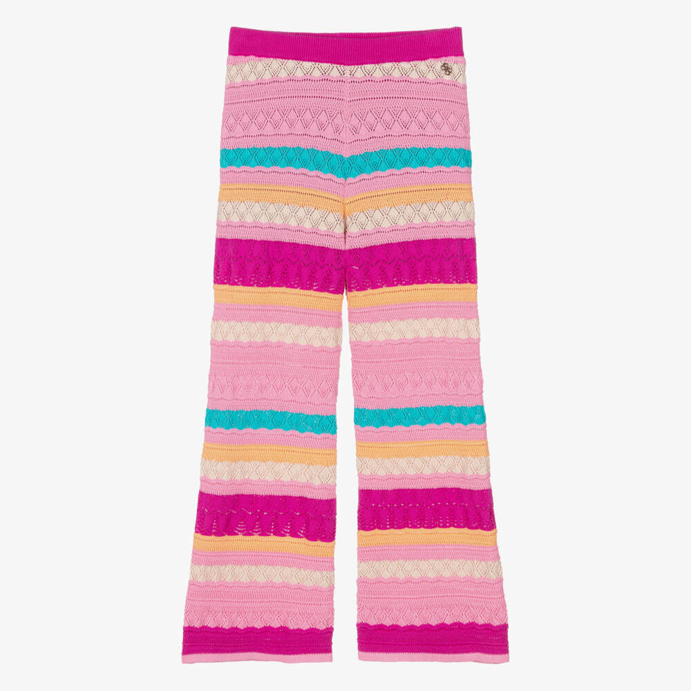 Guess-Girls Pink Stripy Knit Trousers | Childrensalon Outlet