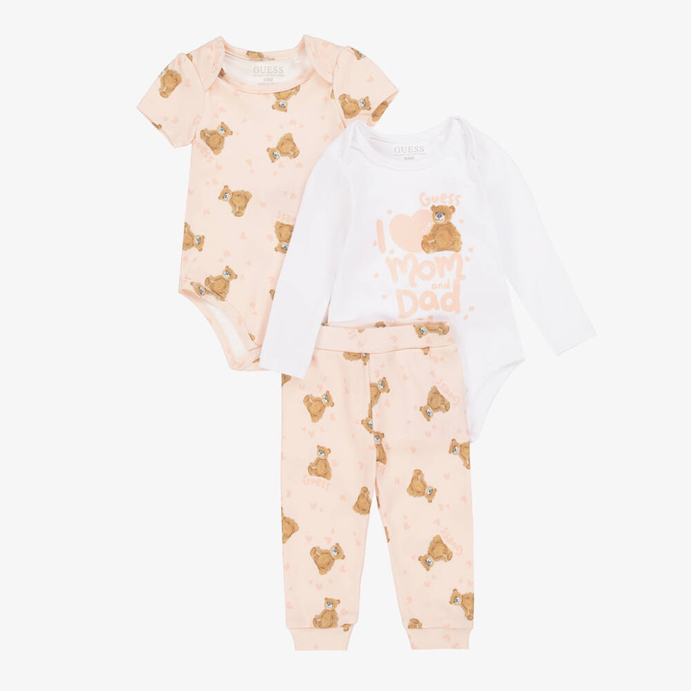 Guess-Girls Pink Teddy Bear Outfit Set | Childrensalon Outlet