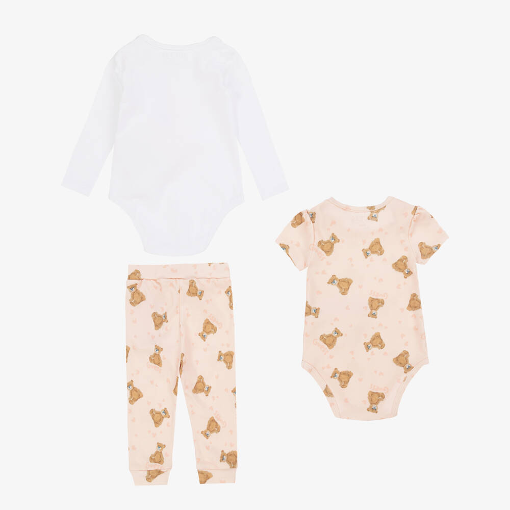 Guess-Girls Pink Teddy Bear Outfit Set | Childrensalon Outlet