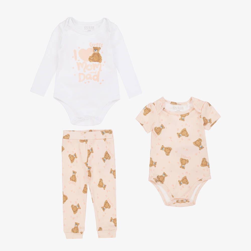 Guess-Girls Pink Teddy Bear Outfit Set | Childrensalon Outlet