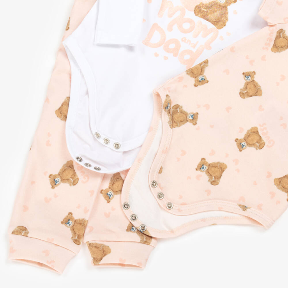 Guess-Girls Pink Teddy Bear Outfit Set | Childrensalon Outlet
