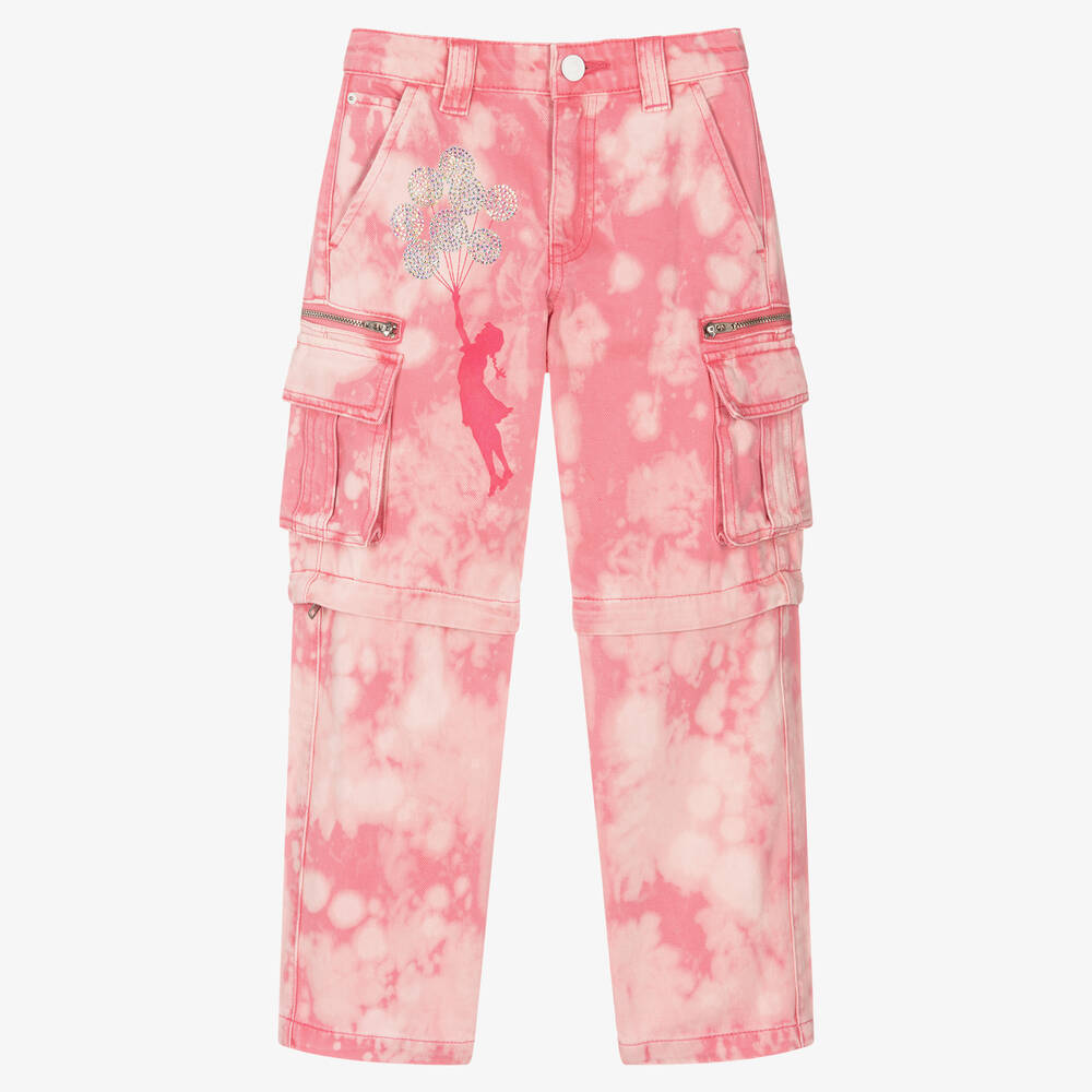 Guess - Girls Pink Tie-Dye Banksy Denim Jeans | Childrensalon