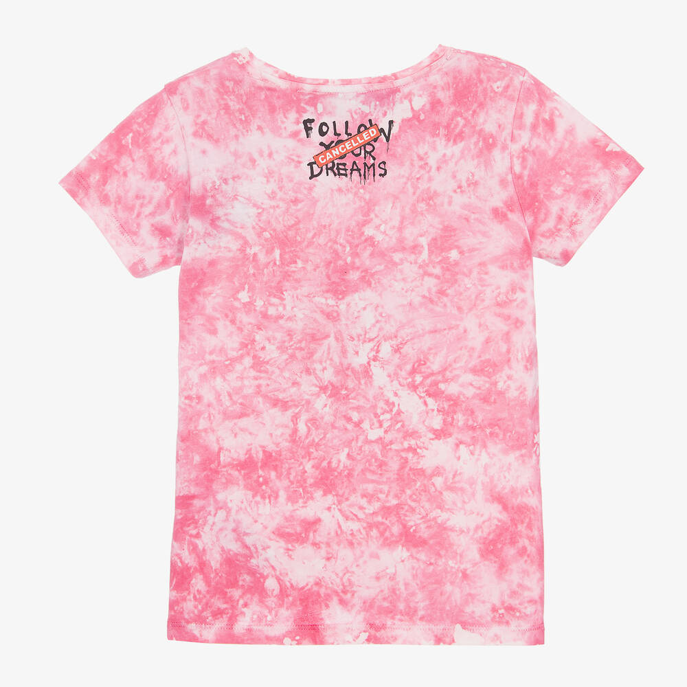 Guess - Girls Pink Tie-Dye Banksy T-Shirt | Childrensalon Outlet