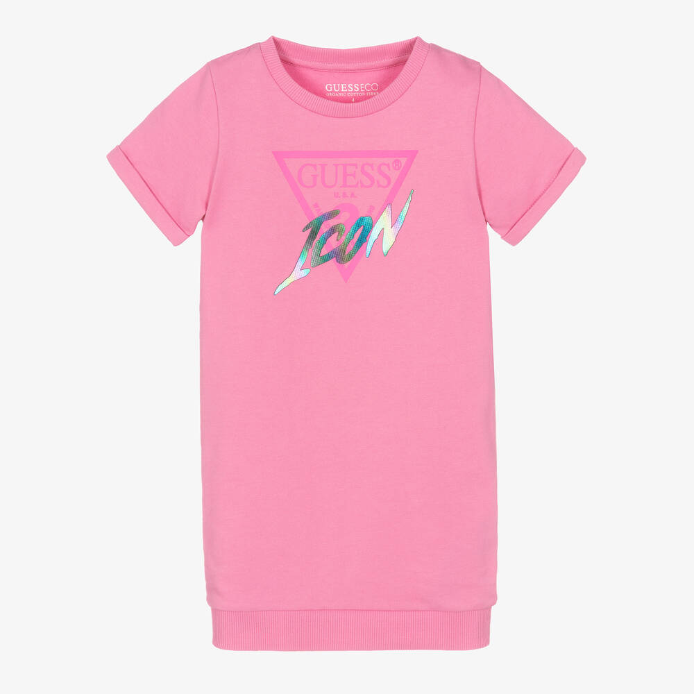 Guess - Розовое платье с логотипом-треугольником | Childrensalon