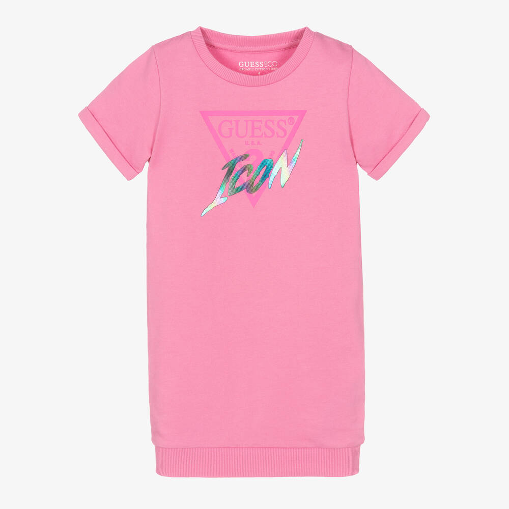 Guess-Girls Pink Triangle Logo Dress | Childrensalon Outlet