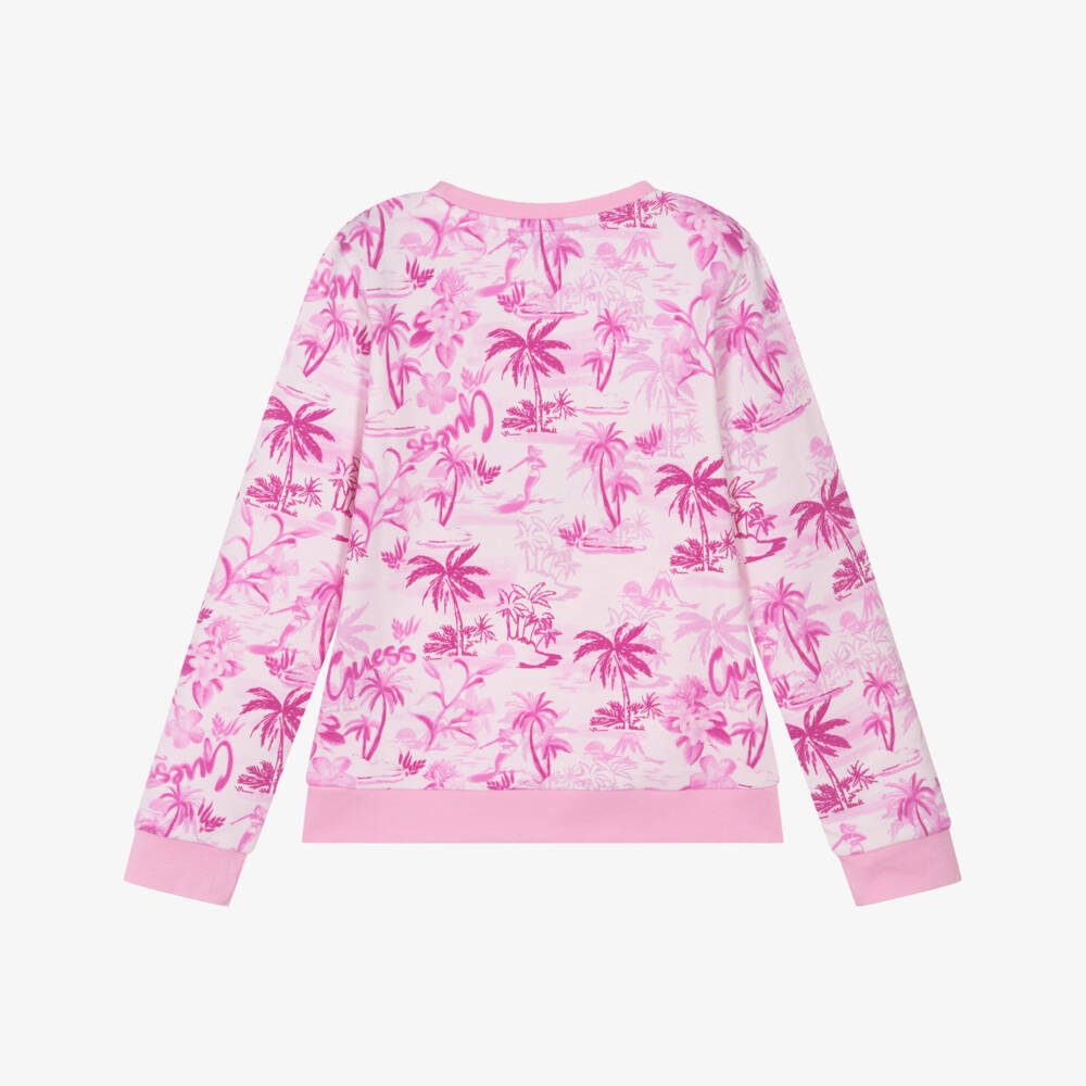Guess-Girls Pink Tropical Emblem Sweater | Childrensalon Outlet