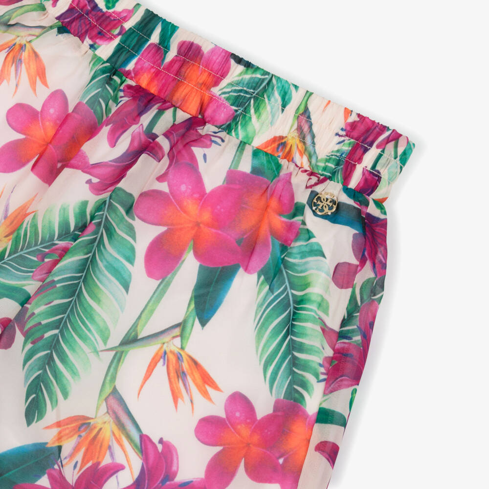 Guess-Girls' Pink Tropical Print Chiffon Pants | Childrensalon Outlet