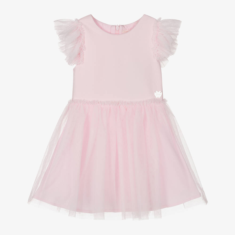 Guess-فستان أطفال بناتي فيسكوز جيرسي وتول لون زهري | Childrensalon Outlet