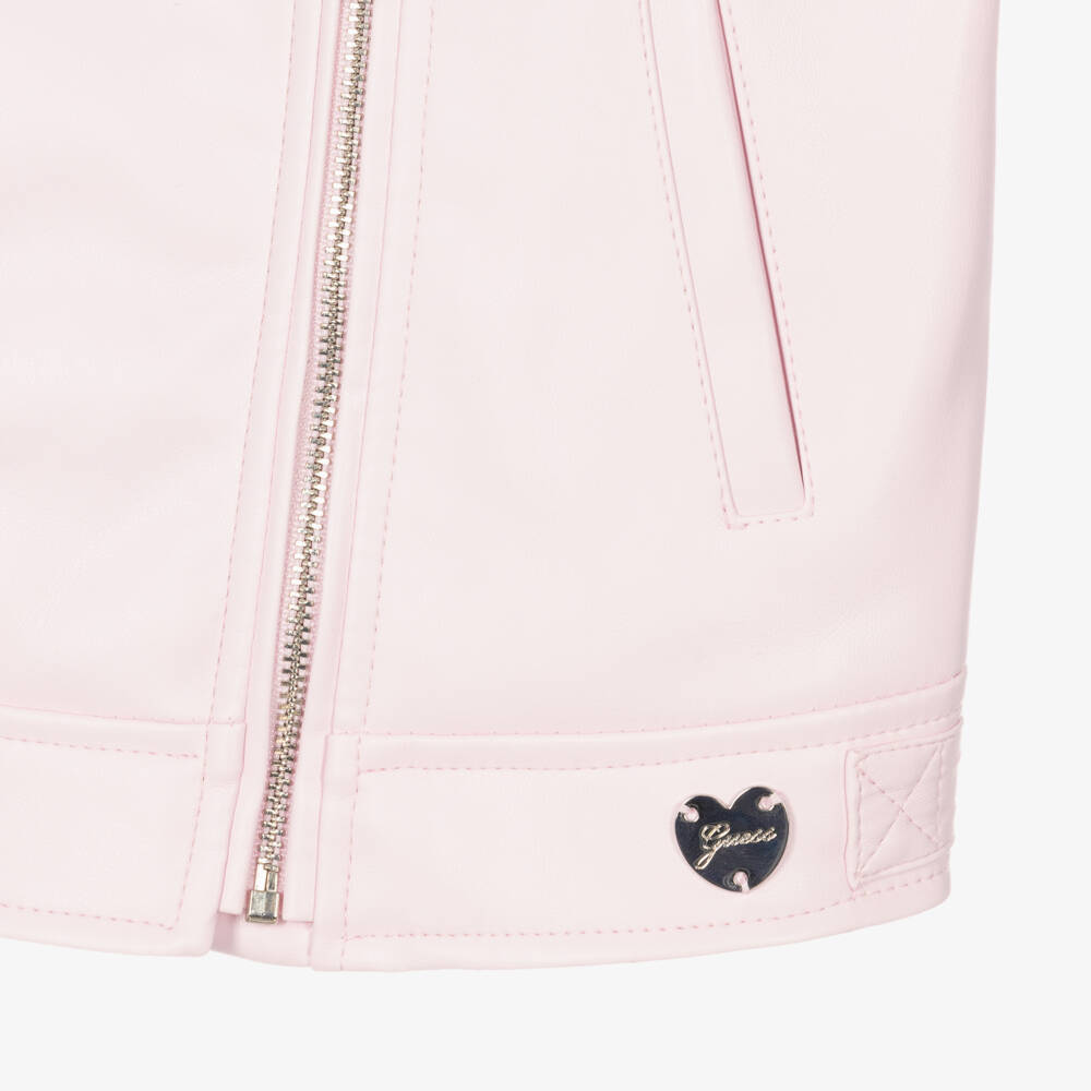 Guess-Girls Pink Vegan Leather Jacket | Childrensalon Outlet