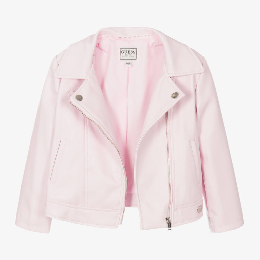 Guess-Girls Pink Vegan Leather Jacket | Childrensalon Outlet