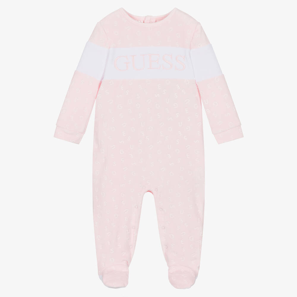 Guess-أفرول بيبي غرو قطيفة لون زهري للمولودات | Childrensalon Outlet