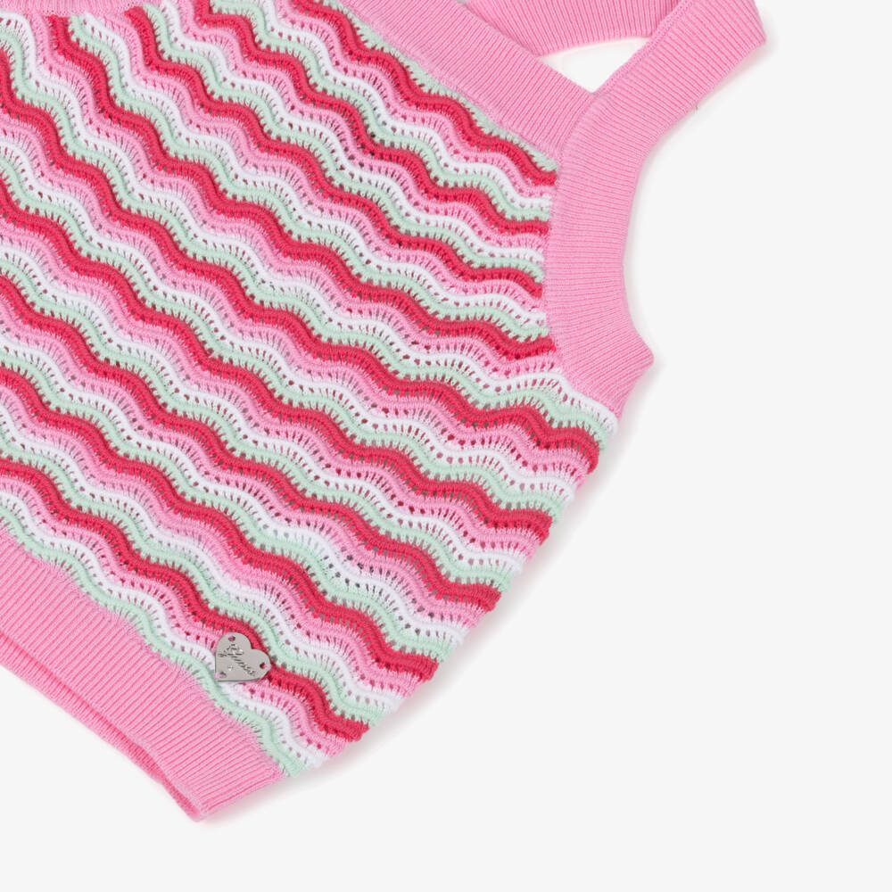 Guess-Girls Pink Wave Stripe Knit Tank | Childrensalon Outlet