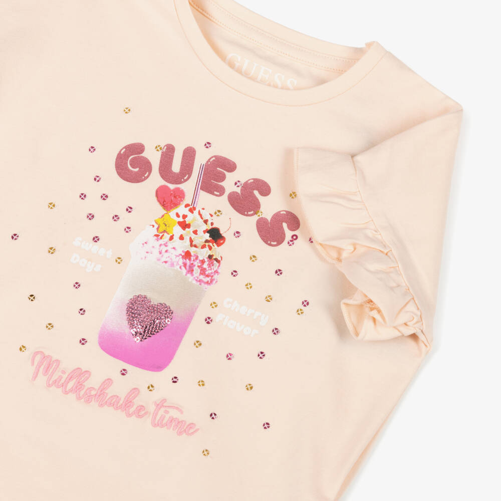 Guess-Girls Pink Whimsical Milkshake Tee | Childrensalon Outlet