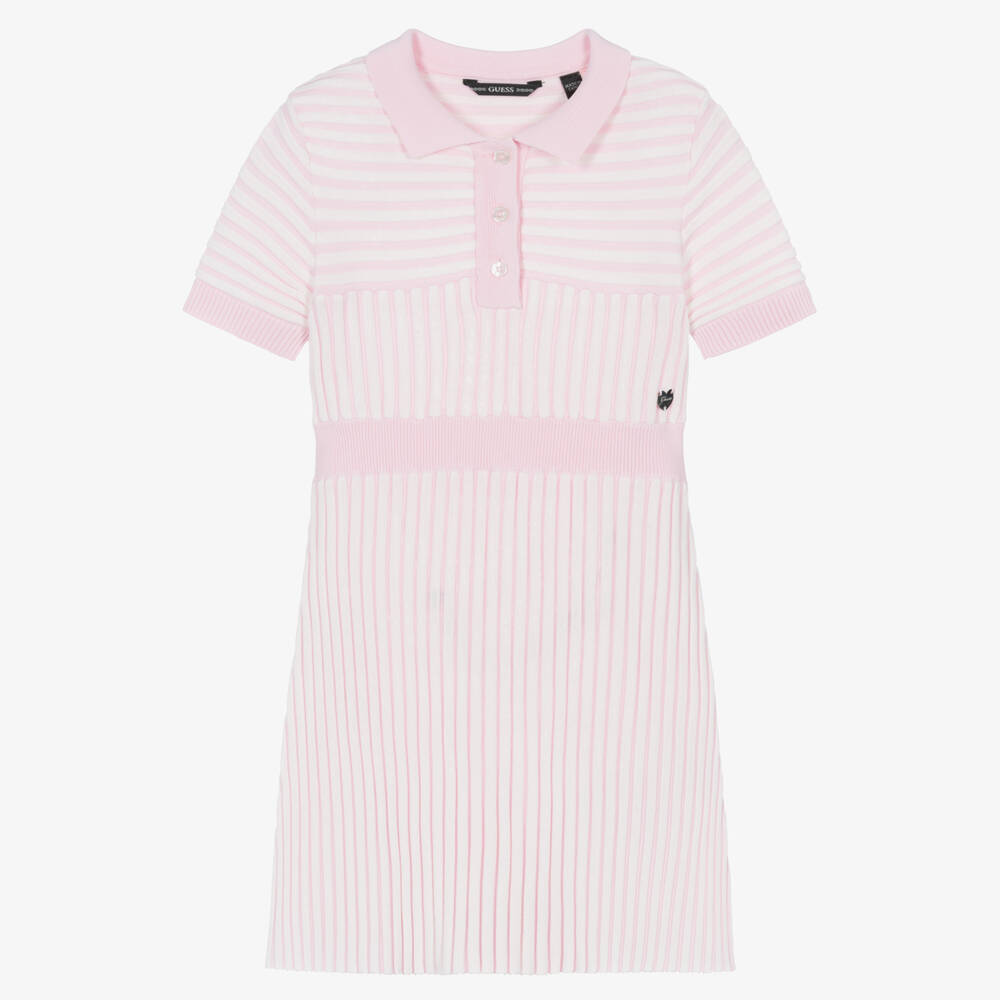 Guess - Розовое платье в белую полоску  | Childrensalon