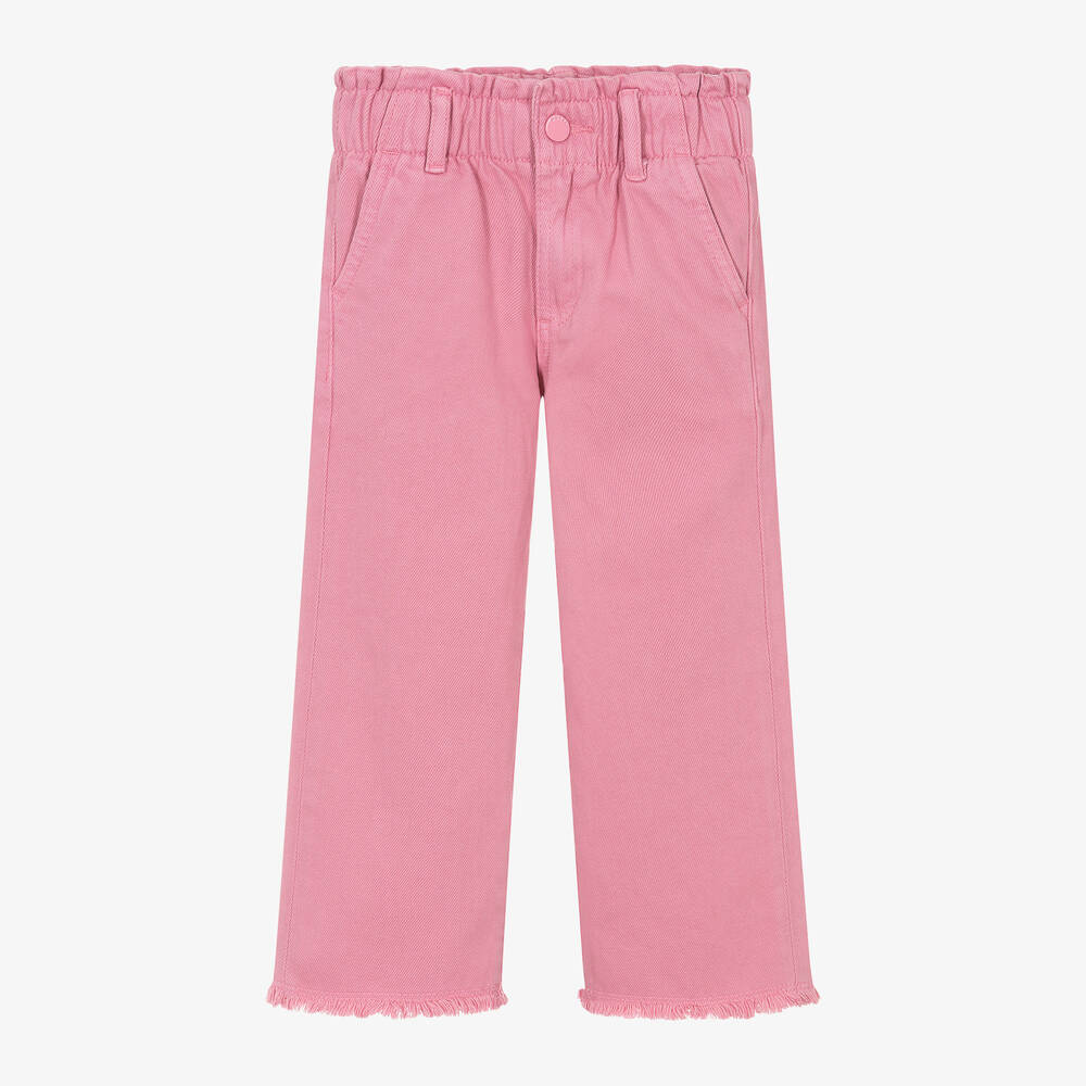 Girls Pink Wide Leg Denim Jeans
