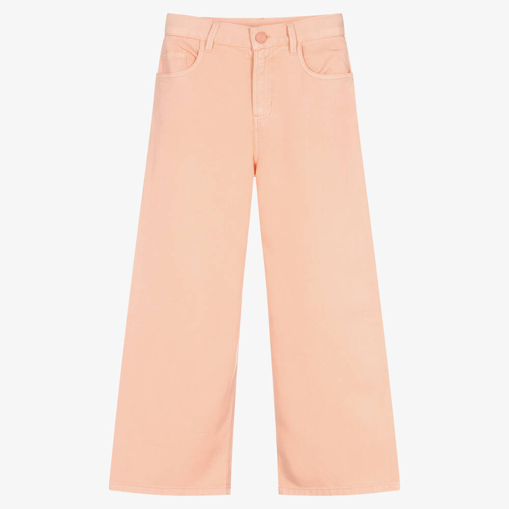 Guess - Girls Pink Wide-Leg Twill Jeans | Childrensalon