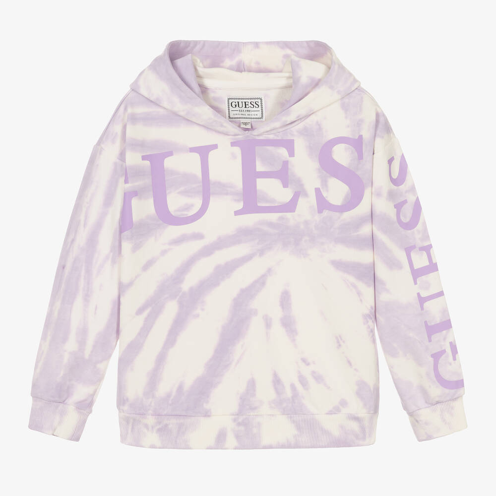 Guess - Girls Purple Cotton Tie-Dye Hoodie | Childrensalon