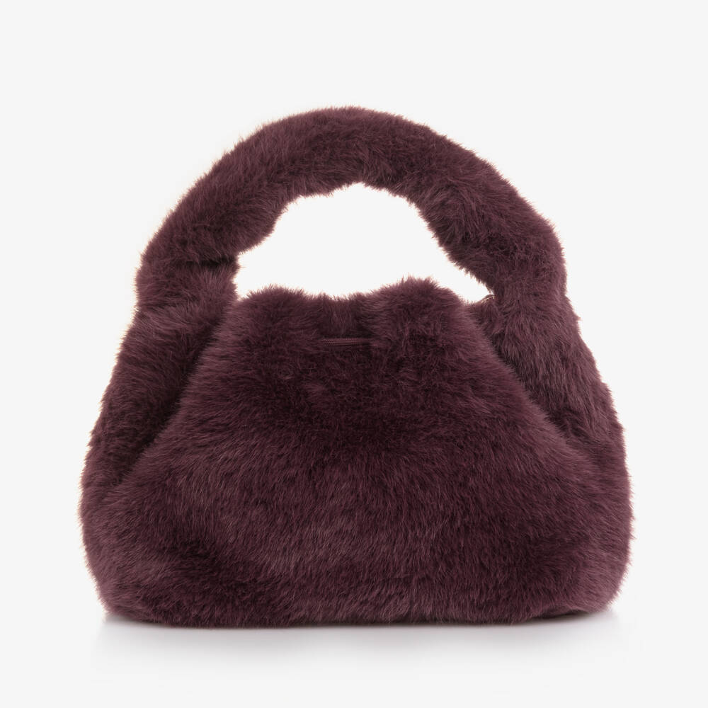 Guess-Girls Purple Faux Fur Handbag (28cm) | Childrensalon Outlet