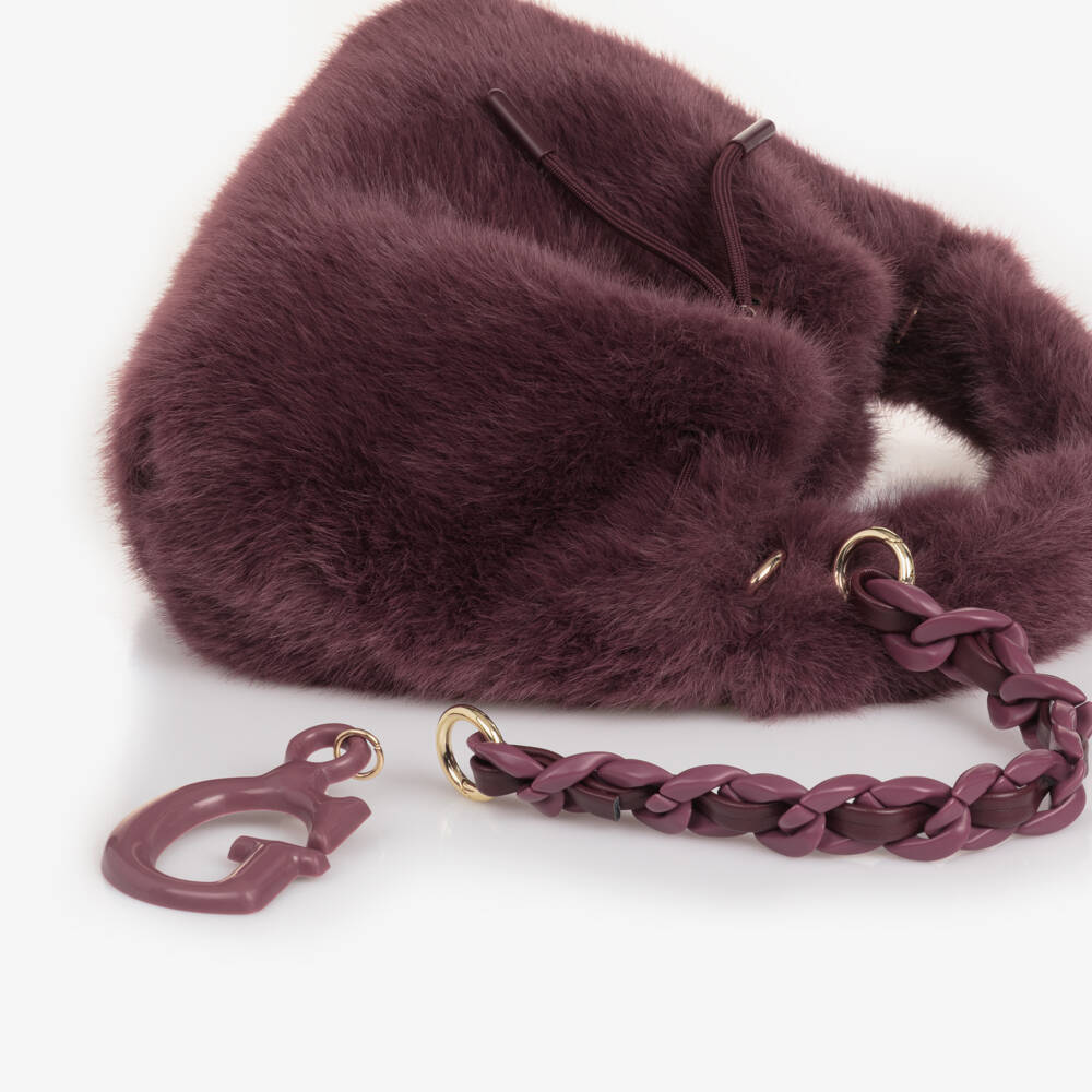 Guess-Girls Purple Faux Fur Handbag (28cm) | Childrensalon Outlet
